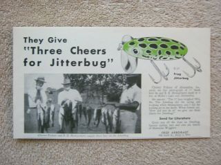 Vintage 1944 Arbogast Frog Jitterbug Fishing Lure Chester Pickens Print Ad