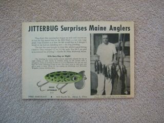 Vintage 1945 Arbogast Frog Jitterbug Fishing Lure Charles Niles Maine Print Ad