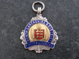 Silver Gold & Enamel Fob Medal North Lancashire & District Football League 1938