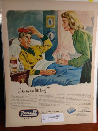 Vintage Rexall Drugs Pharmacy Illustration Cartoon Print Ad
