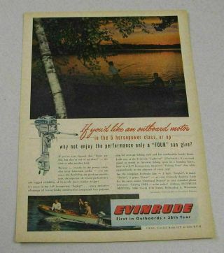 1947 Print Ad Evinrude Zephyr 5.  4 Hp Outboard Motors Milwaukee,  Wi Fishing Boat