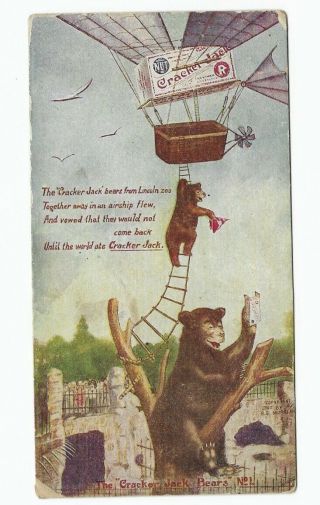 Antique Advertising Postcard Cracker Jack Bears