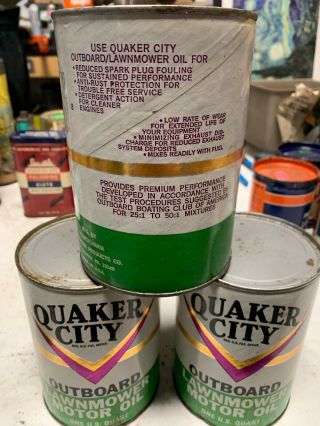 Vintage Quaker City Outboard Lawnmower Motor Oil Can 3 Quarts 2