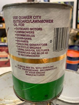 Vintage Quaker City Outboard Lawnmower Motor Oil Can 3 Quarts 4