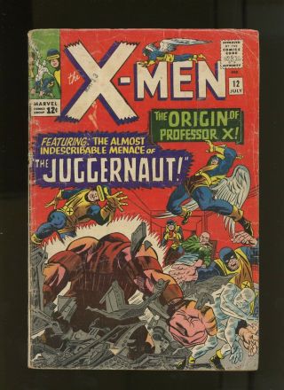 X - Men 12 Gd 2.  0 1 Book (1965 Marvel) 1st App Juggernaut Origin Professor X