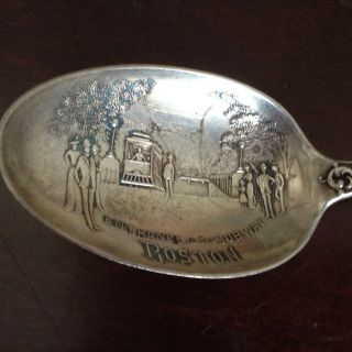 6  Sterling Silver Spoon Depicting The Subway In Boston