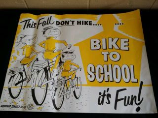Rare Vintage Bicycles Dealer Sign Poster 1950s