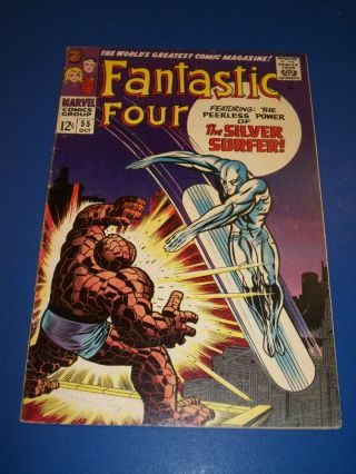 Fantastic Four 55 Silver Age Classic Surfer Vs Thing Cover Vgf/f - 1st Pr Marvel