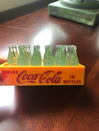 Vintage Miniature Coca Cola Mini Coke Bottles in Yellow Plastic Crate 4