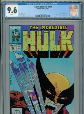 1988 Marvel Incredible Hulk 340 Todd Mcfarlane Wolverine Cgc 9.  6 White Box2