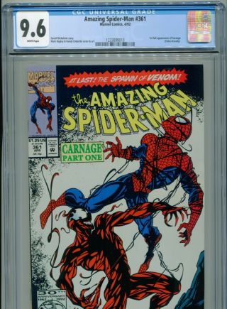 1992 Marvel Spider - Man 361 1st Appearance Carnage Cgc 9.  6 White Box1