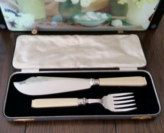 Lee And Wigfull Silver Plate Fish Server Set C1920s
