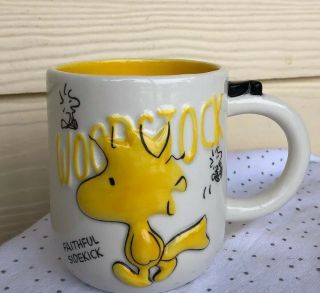 Peanuts Woodstock Bird Friend Coffee Glass Mug Cup Faithful Sidekick Snoopy