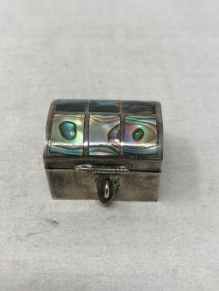 Vintage Taxco Mexico Sterling Silver Abalone Inlay Trinket Box