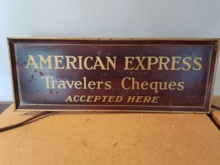 Vintage American Express Travelers Cheques Accepted Counter Sign