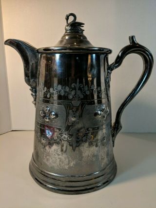 Gorgeous❤️antique Victorian Aesthetic Period Silver Plated Ornate Water Pitcher