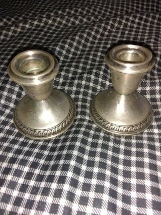 Pair Vintage.  Pure Sterling Silver Weighted Candle Candlestick Holder
