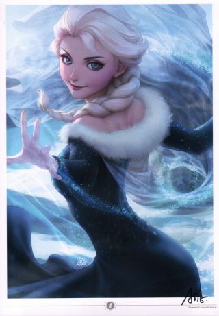 Stanley Artgerm Lau Signed Walt Disney / Frozen Art Print Princess Elsa