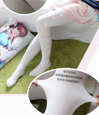 Overwatch OW D.  Va White Bunny Rabbit Cosplay Stockings Panty - hose Pantynose Gift 5