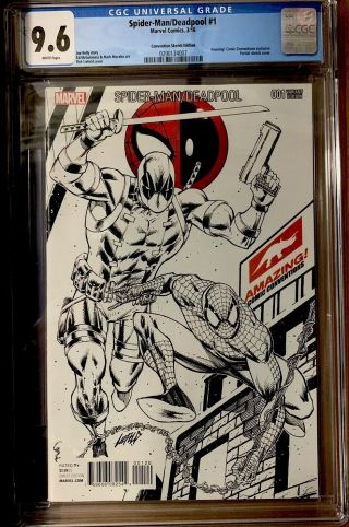 Spider - Man Deadpool 1 Cgc 9.  6 Convention Sketch Edition Rob Liefeld Cover