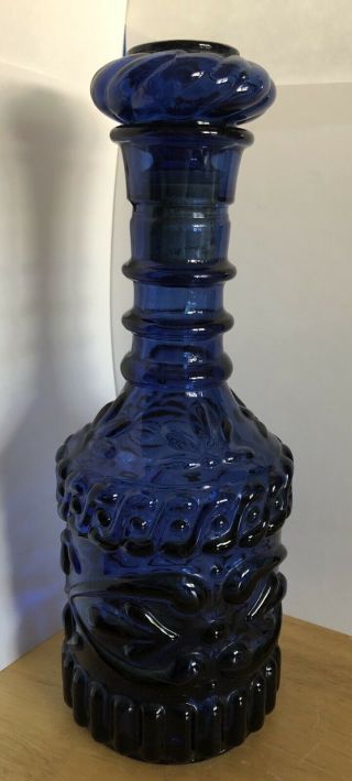 Vintage Barware Cobalt Blue Glass Beam Liquor Whiskey Bottle Empty Decanter