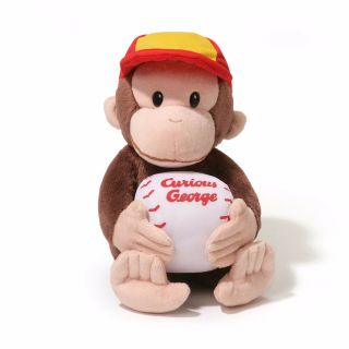 Curious George Plush Toy Stuffed Animal Gund Baseball Player Cap Ball Monkey