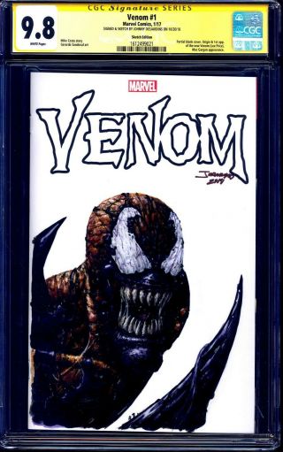 Venom 1 Blank Cgc Ss 9.  8 Phage Acyrlic Sketch By Johnny D Desjardins Johnnyd