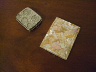 Antique Mother Of Pearl Card Case And Coin Holder