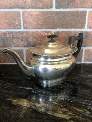 Lovely Vintage English Silver Plated Deco Stylish Teapot And Solid