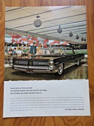 1964 Pontiac Bonneville Ad Get Inside & Turn One On Af/vk