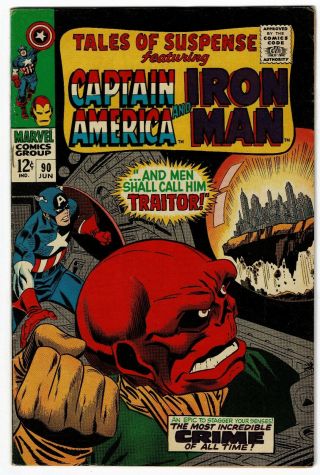 Tales Of Suspense 90 (1967 Marvel) Fn,  Captain America,  Iron Man,  Red Skull
