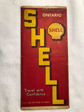 Vintage 1930s Shell Oil Gas Station Ontario Canada Road Map Petroliana