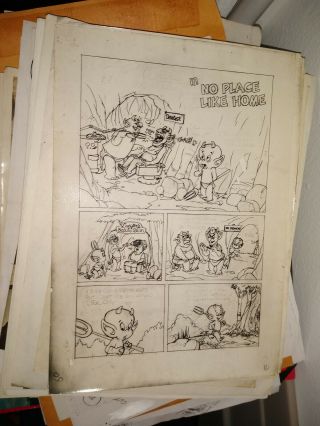 7 Vtg Penciled Comic " Hot Stuff In No Place Like Home " Ashcan Prototype Pages