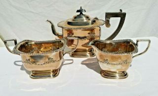 Vintage Silver Plated 3 Piece Tea Service,  Teapot,  Sugar & Milk,  Marked T W & S.