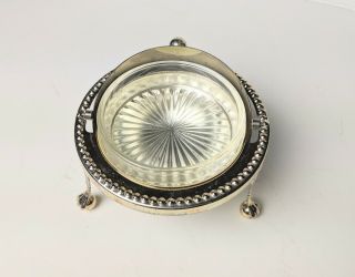 Antique Silver Plate & Glass Roll - Top Caviar/butter Dish - Made In England