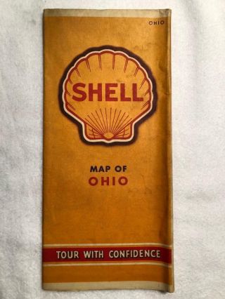 Vintage 1940s Shell Oil Gas Station Ohio Road Map Petroliana