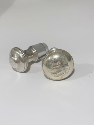 2 Vintage Sterling Silver & Glass Perfume Or Decanter Bottle Stopper