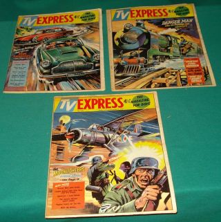 Tv Express X 3 Dec 1961 370 - 372 Spot - On Adverts Danger Man Biggles Wulf Good