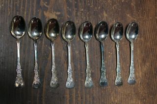 E.  P.  N.  S.  60 Set Of 8 Silver Demitasse Spoons From Norway 4 1/2 "