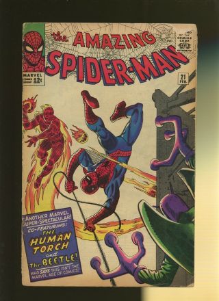 Spider - Man 21 Gd 2.  0 1 Book Where Flies The Beetle By Lee & Ditko