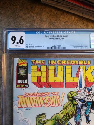 Incredible Hulk 449 CGC 9.  6 1st app Thunderbolts HOT Future Movie Talks 2
