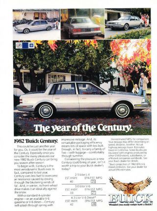 1982 Buick Century - 4 - Door - Classic Vintage Advertisement Ad H19