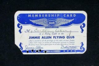 Vintage Jimmie Allen Flying Club Richfield Hi - Octane Membership Card