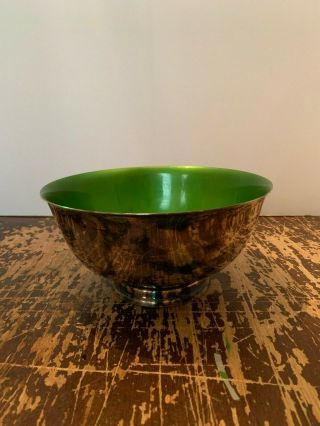 Vintage Reed And Barton Green Enamel Silver Plate Bowl 104