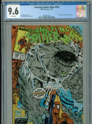 1990 Marvel The Spider - Man 328 Todd Mcfarlane Hulk Cgc 9.  6 White Box15