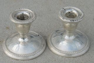 Rogers Weighted Base Sterling Silver Candlesticks - Set Of 2