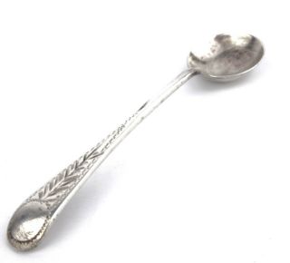 Antique Edwardian Sterling Silver Salt Spoon Bright Cut 1909