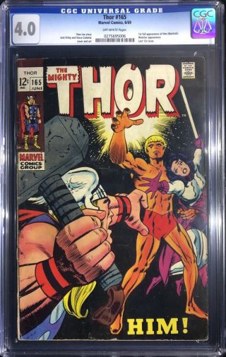 Thor 165 (jun 1969,  Marvel) - Cgc Graded 4.  0 Ow - 1st Full Appearance Of Him