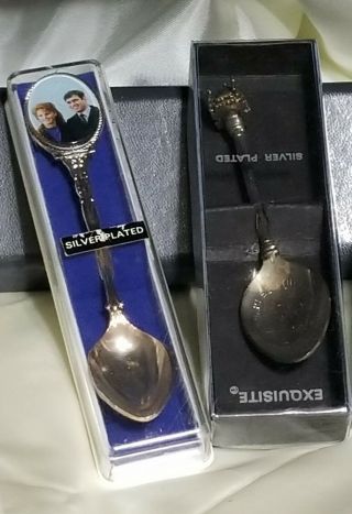 2 - Silver Plated Spoon Prince Andrew & Fergie Wedding Souvenir,  Great Britain