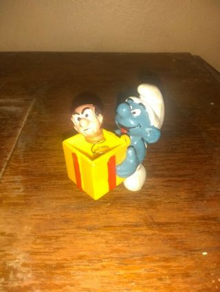 Rare Jokey Smurf Figure With " Gargamel In The Box " Hong Kong